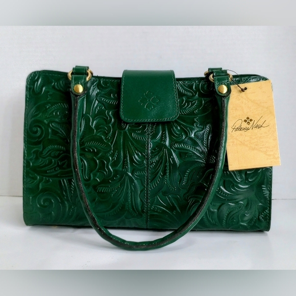 NWT Patricia Nash Tooled Leather Rienzo Satchel Shoulder Bag, Soft Green - Picture 3 of 15